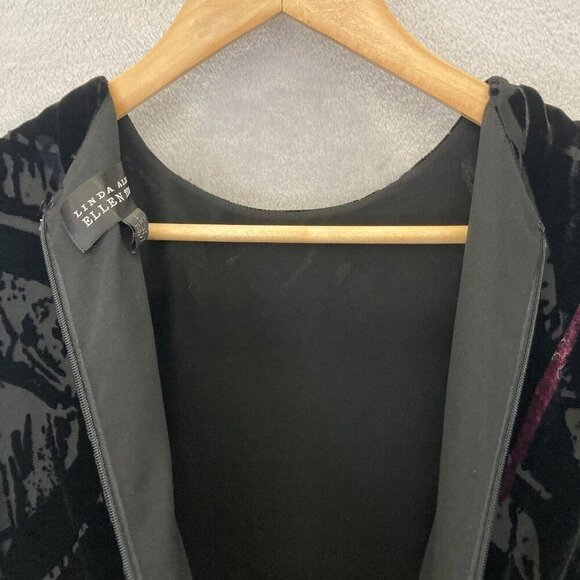 Linda Allard Ellen Tracy Velvet Burnout Dress Size 4 Silk Black Art Long Sleeve - Picture 15 of 15